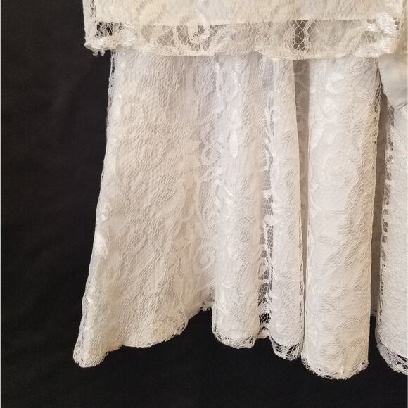 Vintage 80's White Algo Ettes 2 Piece Dress Short Sleeve Round Neck Women Size 9 - Picture 6 of 16